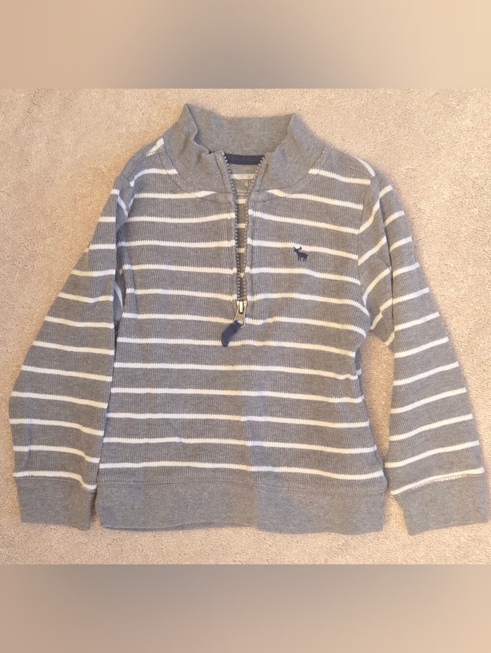Carter's Gray and White Striped Zip-Up Sweater